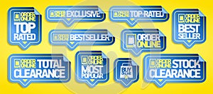 Order online stickers set - top rated, best seller, stock and total clearance, etc