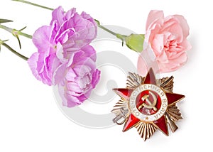 Order of the Patriotic War with pink carnations