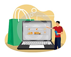 Order processing concept. Warehouse processing software.