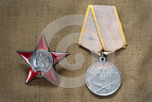 Order of the Red Star and Soviet Medal for Combat Service.