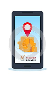 Order safe contactless delivery service via mobile app or website. Online order tracking using smartphone.