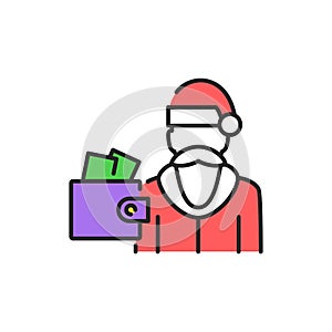 Order santa claus color line icon. Glowing lights. Editable stroke.