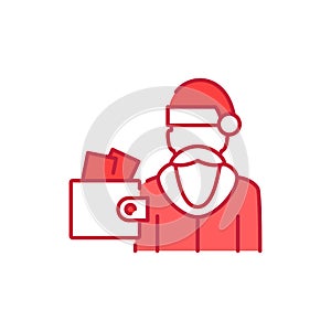 Order santa claus color line icon. Glowing lights. Editable stroke.