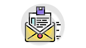 order sending in letter color icon animation