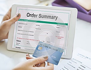 Order Summary Pay slip Purchase Order Form Concept