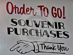 Order to GoSouvenir Purchases Thank You Signage