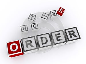 order word block on white