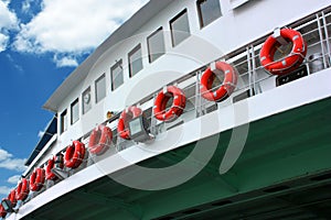 Ordered life rings on ferryboat