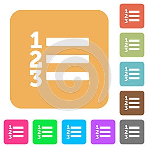 Ordered list rounded square flat icons