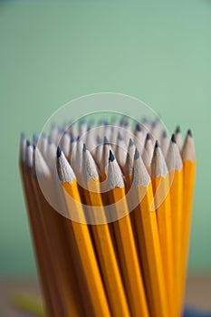 Ordered pencils with the tips facing up