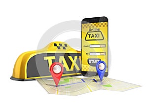 Ordering a taxi cab online internet service transportation conce