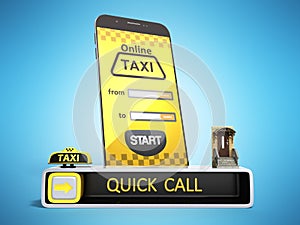 Ordering a taxi cab online internet service transportation concept navigation pin pointer with checker pattern and yellow taxi