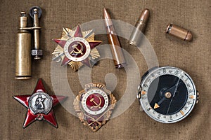 Orders, medals, compass, lighter, live ammunition