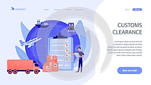 Customs clearance concept landing page photo