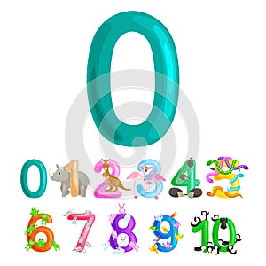 Ordinal numbers 0 for teaching children counting zero birdies