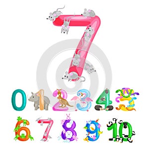 Ordinal numbers for teaching children counting with the ability to calculate amount animals abc alphabet kindergarten