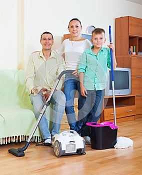 Ordinary family finished housework