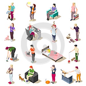 Cat Ordinary Life Isometric Icons photo