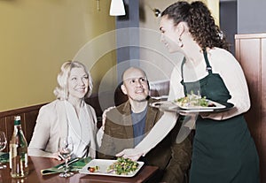 Ordinary mature couple having dinner