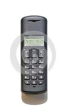 Ordinary office desktop telephone isolated on a white background