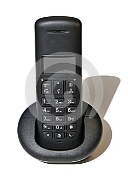 Ordinary office desktop telephone isolated on a white background