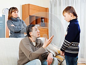 Ordinary parents berating teenager son