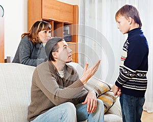 Ordinary parents berating teenager son