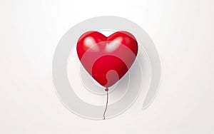 Ordinary red heart shaped latex balloon isolated on white background