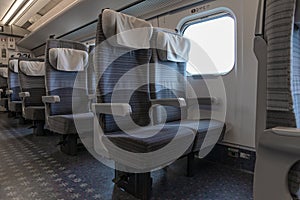 Ordinary seats of H5 Series bullet (High-speed or Shinkansen) train.