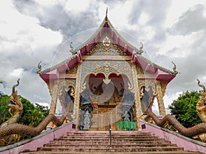 The ordination hall of Wat Mae Takhrai temple in northern Thailand
