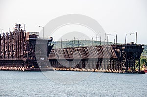 Ore docks in Two Harbors Minnesota along Lake Superior.