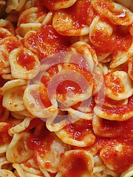 Orecchiette pasta. A tipical italian food. Handmade pasta.