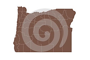 Oregon administrative map. counties map of Oregon, blank Map, empty map of Oregon