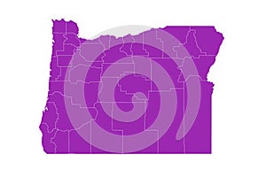 Oregon administrative map. counties map of Oregon, blank Map, empty map of Oregon