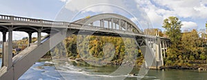 Oregon City Arch Bridge Over Willamette River in Fall