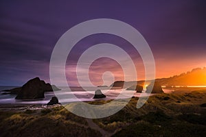 Oregon Coast landscape at night