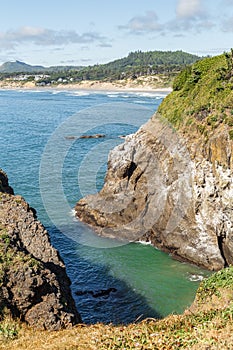 Oregon Coast landscape, Yaquina Bay Coastline, USA