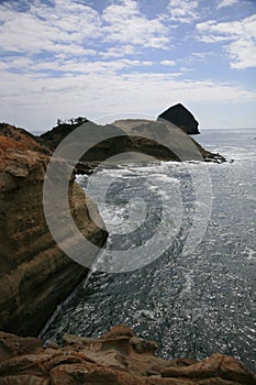 Oregon Coast Oceanview with rough water and rugged landscape