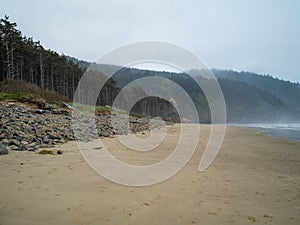 Oregon Coast or Washington State Pacific Ocean Cloudy Landscape