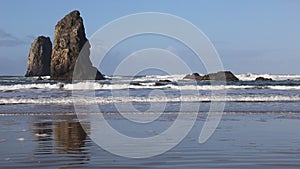 Oregon coast waves in the morning sun