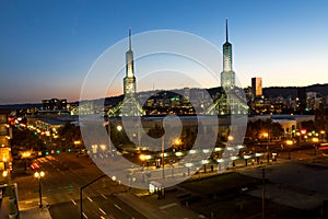 Oregon Convention center at twilight