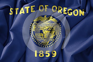 Oregon Flag, USA State Flag Oregon, fabric flag Oregon, 3D work and 3D image