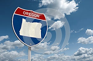 Oregon map - Interstate road sign