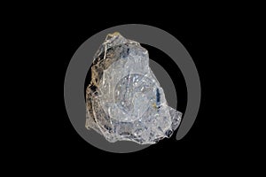 Oregon Opal. White, Translucent, conchoidal fractures. Black Background.