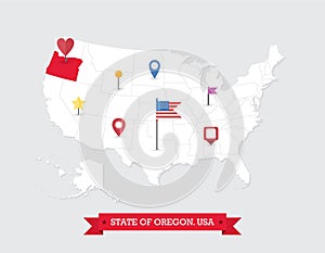 Oregon State map highlighted on USA map