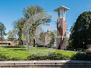 Oregon State University bell tower in spring