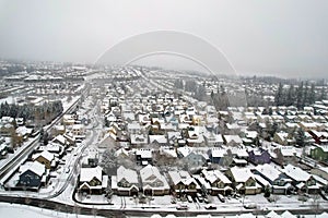 Oregon Suburban Neighborhood Winter Aerial View