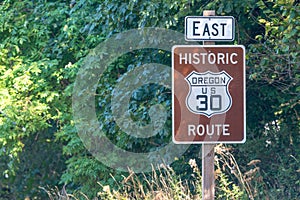 OREGON, US - AUGUST 19, 2017: US 30 route sign. This is a famous