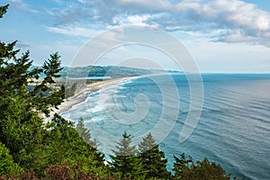 Oregon West coast, United States top view. Ocean landscape at Neahkahnie South viewpoint Natural Area Pacific Northwest
