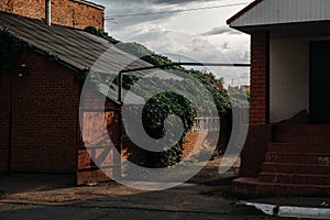 Orenburg, facades of old residential buildings in the city center